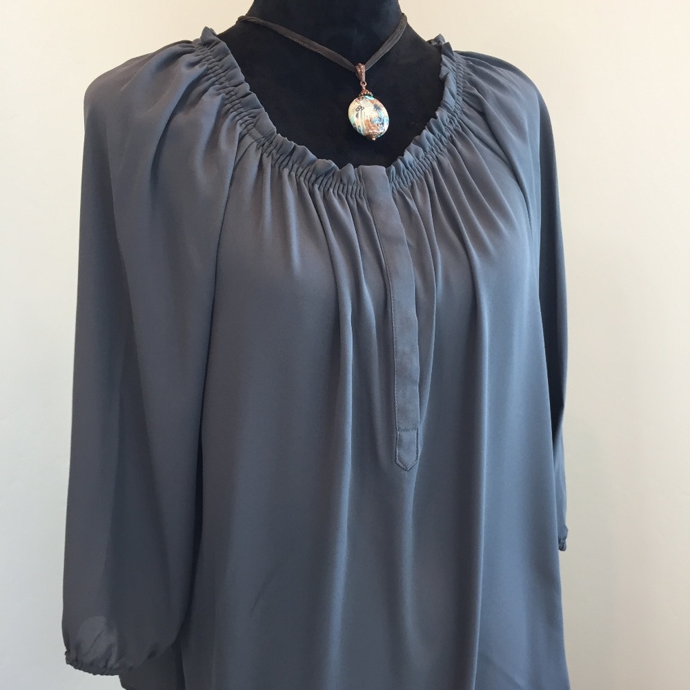 Pretty Gathered Satin Blouse